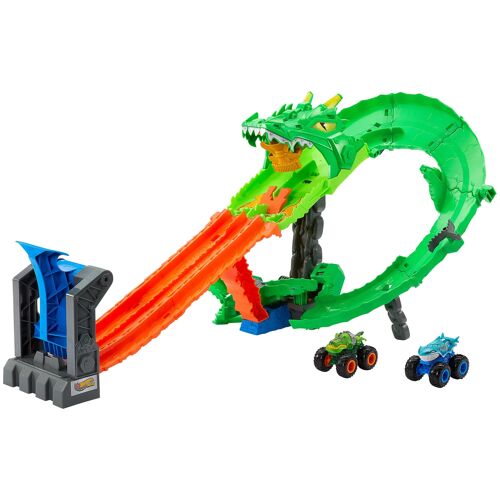 Hot Wheels Monster Trucks -Coffret Piste Dragon Sharks vs. Dinos