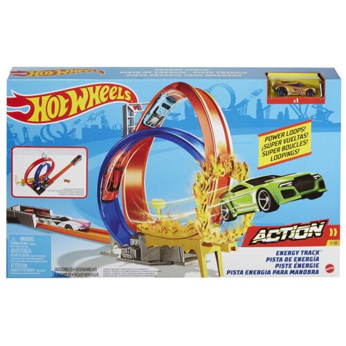 Hot Wheels Action Hot Wheels-Coffret Piste Énergie avec double looping et 1 véhicule