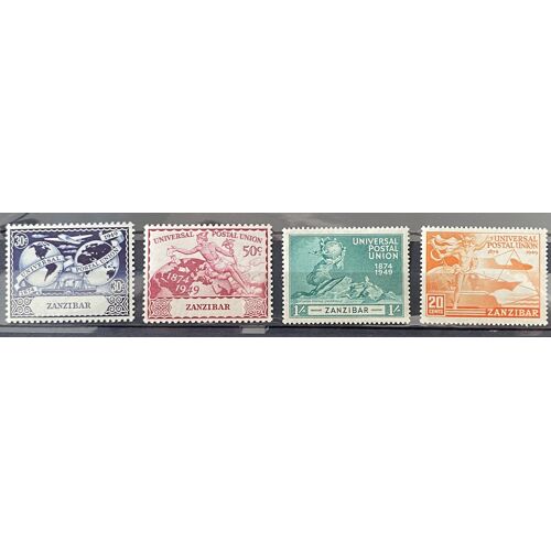 Lot De 4 Timbres Neufs** Upu Zanzibar 1949