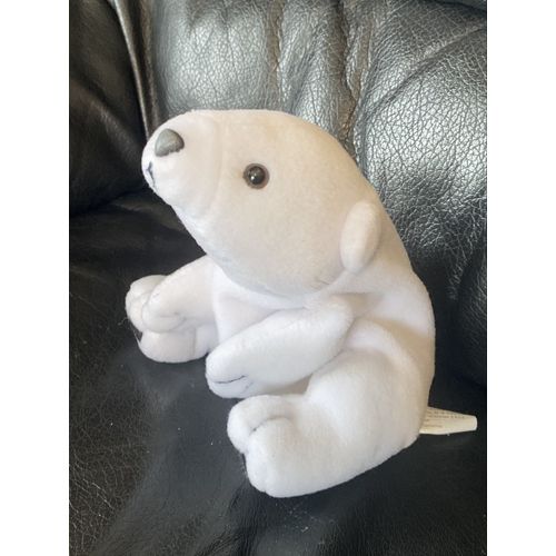 Peluche ours polaire blanc assis billes plein nord 18cm