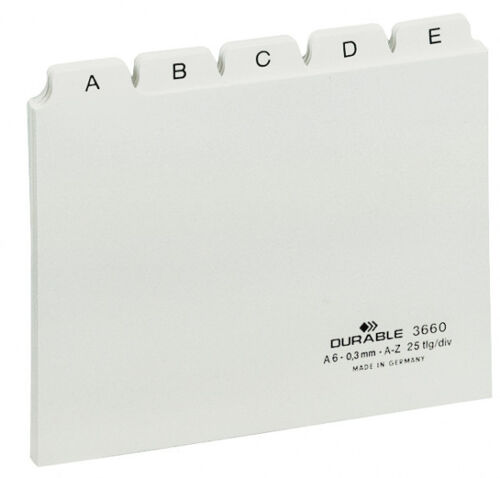 Durable 366002 Intercalaire De Classement Onglet Avec Index Alphabétique Pvc Blanc