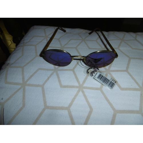 Lunette De Soleil Monture Cerclé Doré Verres Ovales Bleutés Farbel 1313