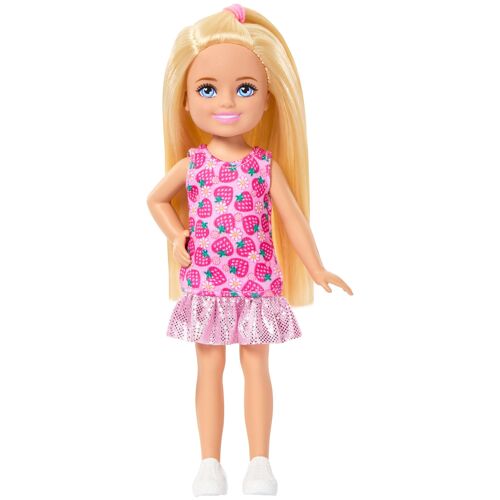 Barbie Chelsea Barbie-Poupée Famille et Amis-Avec cheveux blonds et robe fraises