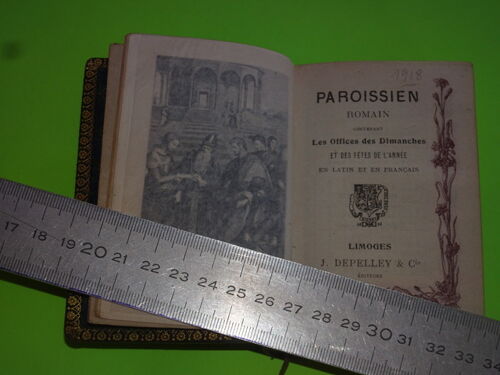 Le Paroissien Romain Contenant Les Offices Du Dimanche Et Les Fêtes De L'Année En Latin Et En Français, Ed. J. Depelley À Limoges, Couverture En Cuir, Dos Nervuré, Titre En Lettres Dorées 1918, 533 Pp