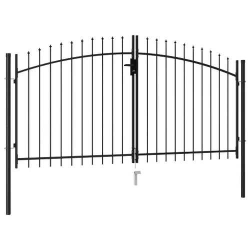 Prolenta Premium - Portillon Double Porte Avec Dessus À Pointe Acier 3x1,5 M Noir