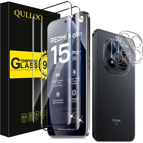 KALANKA-Verre Trempé pour Xiaomi Redmi Note 15 Pro Plus/Note 15 Pro+ 5G, 2 Pièces Protecteur D'écran et 2 Pièces Caméra Arrière Protecteur, 9H Dureté Film HD Clarté Anti Rayures Vitre Protection