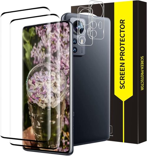 KALANKA-Verre Trempé pour Xiaomi 12/12X 5G, 2+2 pièces 9H Dureté vitre protection+Caméra Arrière, 3D Couverture Totale, sans bulles, Haute Sensibilité, Grande clarté Xiaomi 12/12X protection écran