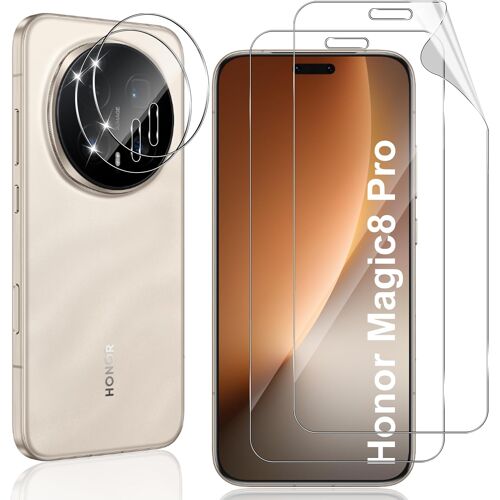 JGD-Protection écran pour Honor Magic 8 Pro, TPU Flexible Film avec Caméra Arrière Protecteur [2+2 Pièces], Ultra HD Protection écran