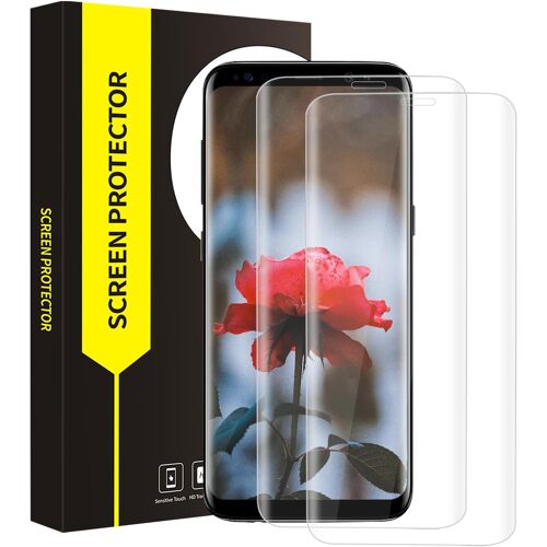 Verre Trempé Pour Samsung Galaxy S8 Film, Haute Sensibilité Protection Écran, Dureté 9H Résistante Aux Rayures, 0,33Mm Sans Bulle, Hd Claire S8 Vitre Protection (2 Pièce 3D Transparent)