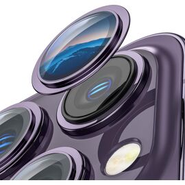 JGD-Caméra Arrière Protecteur Compatible avec iPhone 14 Pro/iPhone 14 Pro Max 2022 - Dureté 9H Film de Protection pour Objectif en Verre Trempé HD - Anneau de Lentille en Métal - Violet