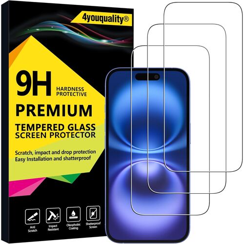 JGD-[Lot de 3 films protecteurs d'écran pour iPhone 16 (6,1""), film en verre trempé, [LifetimeSupport] [Protection contre les chocs] [anti-éclats] [anti-rayures]