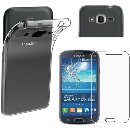JGD-- Coque pour Samsung Grand Plus Galaxy GT-i9060I, Grand Lite, Etui Protection Silicone Transparent Antichoc, Souple Slim, Transparent + Verre Trempé