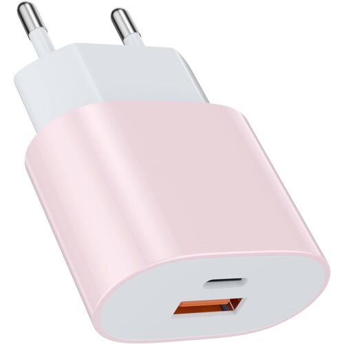 KALANKA-25W USB Type - C Chargeur Rapide Adaptateur de Charge Alimentation 15W USB Type - A Chargeur (Rose1 pcs) pour: iPhone 17/17 Pro/Max/Plus / 15 14 13 12 11 Pro Max x XS Samsung