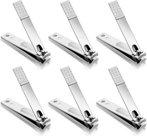 Jgd-Lot De 6 Grands Coupe-Ongles Argentés - Coupe-Ongles Droits En Acier Inoxydable - Coupe-Ongles Droits - Coupe-Ongles D'orteils Robustes Pour Hommes Et Femmes Avec Des Ongles Épais 