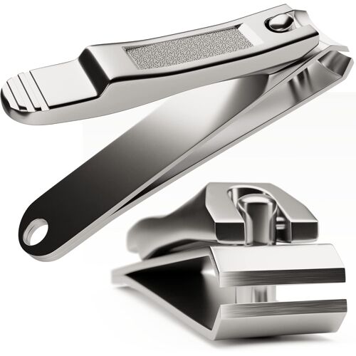 Jgd-Eclat Coupe-Ongles Professionnel En Alliage D'acier Inoxydable 410 Avec Lime À Ongles Intégrée, Lot De 2 Tailles, Argenté 