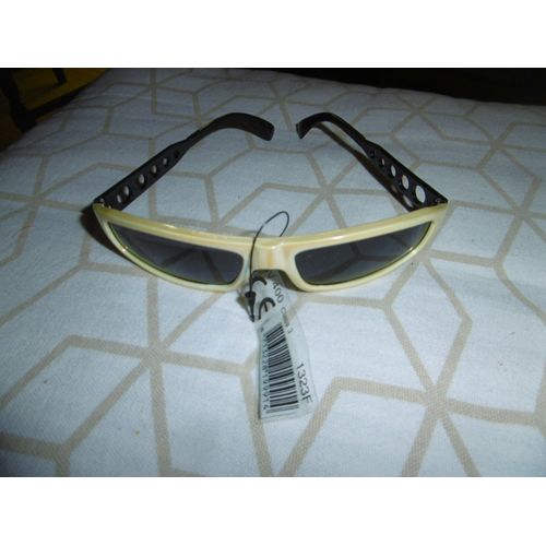 Lunette De Soleil Monture Cerclé Plastique Beige Verres Ovales Fumés Farbel 1323f