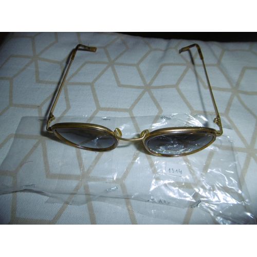 Lunette De Soleil Monture Métal Doré Verres Ronds Fumés Uv400ce Farbel 1314