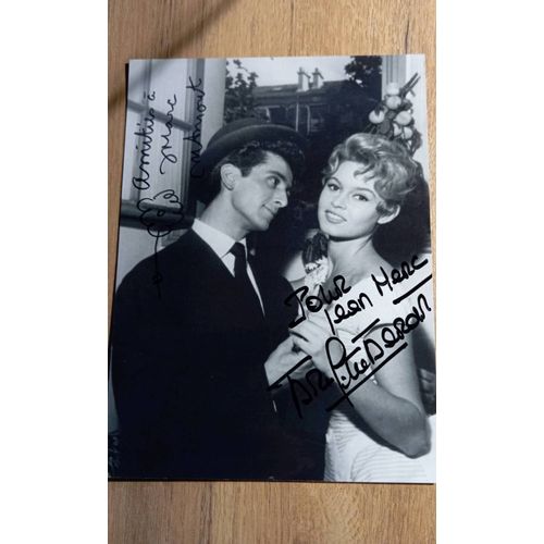 Autographe De Brigitte Bardot Et Marcel Amont Sur Photo 15/20 Cm