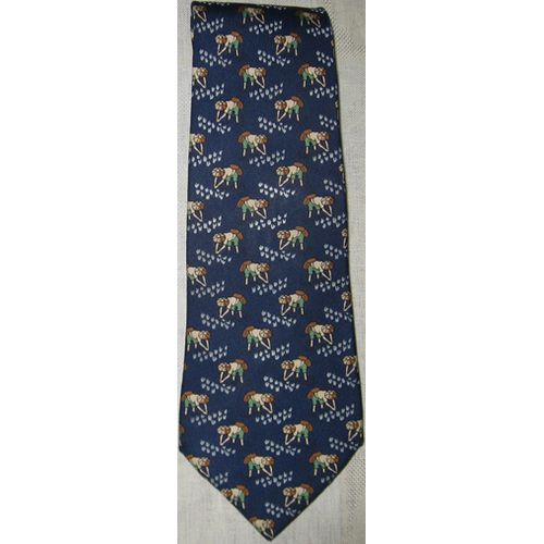 Cravate Hermès En Soie Ref 7535 Ia Bleu Foncé Motif Rizière