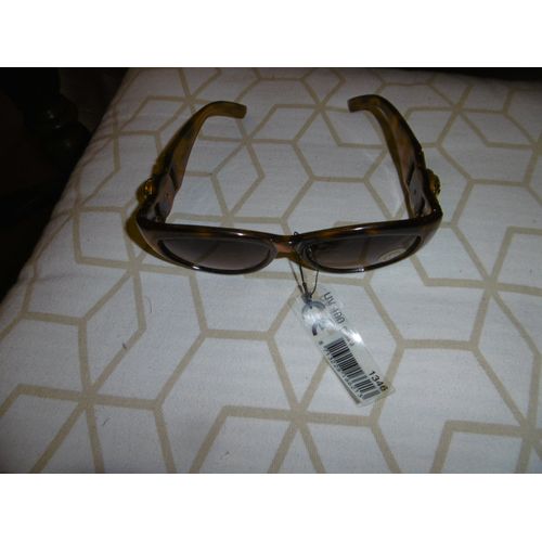 Lunette De Soleil Monture Cerclé Plastique Marron Marbré Verres Ovales Fumés Farbel 1346