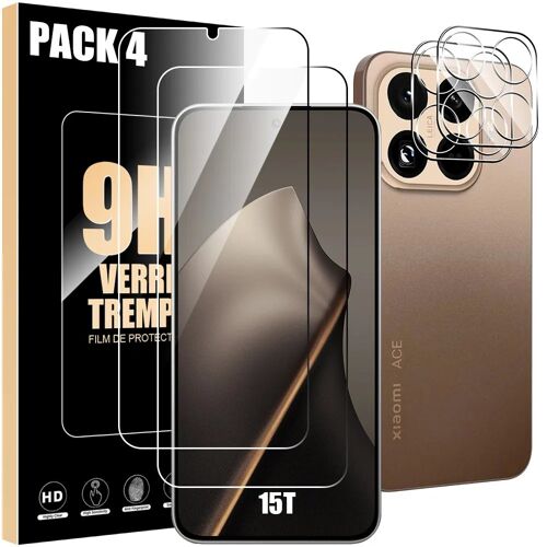 2 Verres Trempés Ecran et 2 Vitres Caméra Arrière pour Xiaomi 15T - Protection Anti-Rayures - E.F.Connection