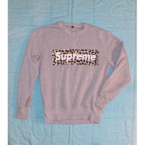 Sweat Supreme Manches Longues Gris S Pull Tendance Mode Leopard Mixte Homme Femme - Envoi Très Rapide Et Soigne.