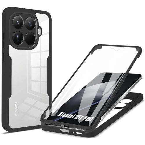 Coque pour Xiaomi 15T Pro, Protection Hybride Antichoc Tranparent Rigide Bordure Noir - E.F.Connection