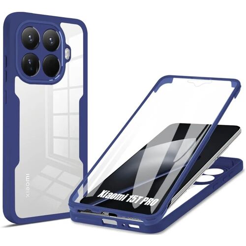 Coque pour Xiaomi 15T Pro, Protection Intégrale Avant et Arrière Double Face - Bordure Bleu Marine - E.F.Connection