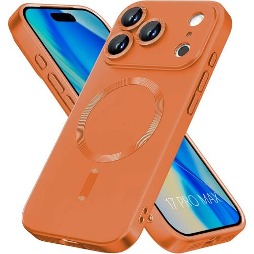 Coque pour iPhone 17 Pro Max, Silicone Liquide Protection Slim Anti-Rayures avec Cercle Magnétique - Orange - E.F.Connection