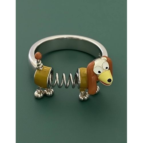 Bague Chien Zig-Zag (Slinky Dog) - Disney Pixar Toy Story - Acier Inoxydable - Teckel À Ressort - Ajustable