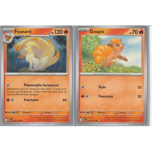 Cartes Pokémon - Feunard 020/132 Et Goupix 019/132 - Méga-Evolution