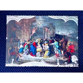 Carte Postale Ancienne Dentelée Noël. Peinture, Tableau. L'Adoration Des Mages De L. Vacca. Abbaye Hautecombe. Savoie . France