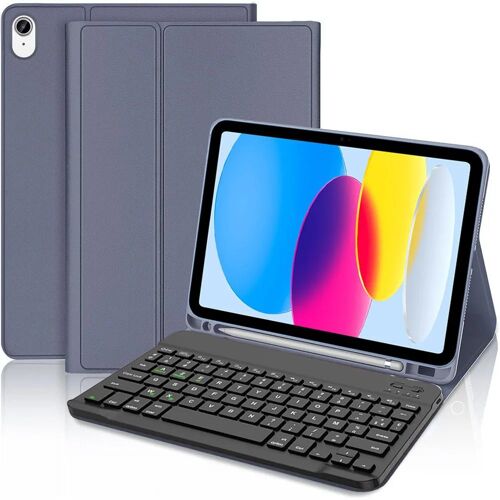 Coque Clavier pour iPad A16 (11'') / iPad 10 2022 (10,9'') Cuir PU Violet avec Clavier Magnétique Bluetooth - E.F.Connection