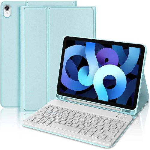 Coque Clavier pour iPad Air 11'' (M3/M2) / iPad Air 4/5 10,9'' - Cuir Synthétique Bleu avec Clavier Bluetooth - E.F.Connection