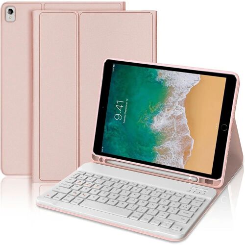 Coque Clavier pour iPad Air 3 10,5 Pouces / iPad Pro 10,5 Pouces, Cuir Synthétique Rose avec Clavier Bluetooth - E.F.Connection