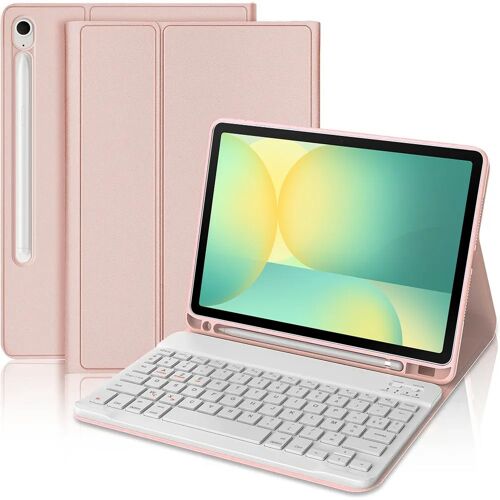 Coque Clavier pour Samsung Galaxy Tab S10 FE / S9 FE- Cuir PU Rose avec Clavier Magnétique Bluetooth - E.F.Connection