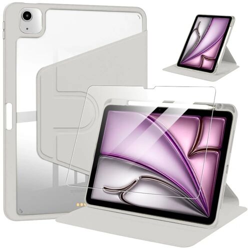 Coque + Verre Trempé pour iPad Air 13'' (M3/M2 2025/2024) Rotatif Réglable avec Porte-Stylet - Gris - E.F.Connection