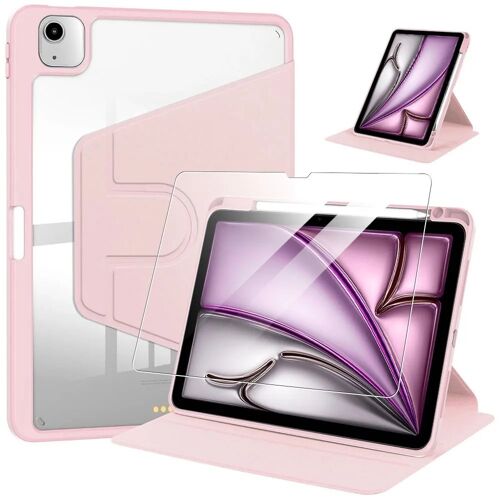 Coque + Verre Trempé pour iPad Air 13'' (M3/M2 2025/2024) Protection Rotative avec Porte-Stylet - Rose - E.F.Connection