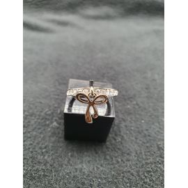 Bague Argente Avec Pampille Noeud Et Serti De Cristal Femme Swarovski Taille 1.6 Cm De Diametre Interieur