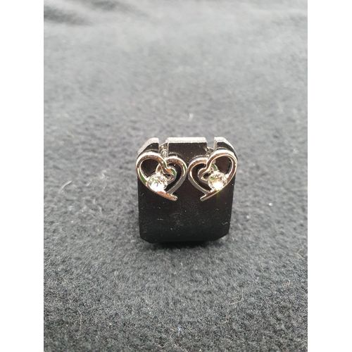 Boucles D'Oreilles, Clous D'Oreilles Coeur Argente Avec 1 Cristal Femme Swarovski