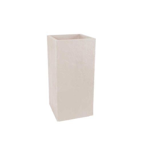 Pot de fleurs carré Haut Volcania - 39,5 x 39,5 x 80 cm - 31 L - Beige calcaire - Eda