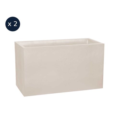 Lot de 2 Jardinières Muret Volcania effet pierre - 99,5 x 39,5 x 60 cm - 116 L - Beige calcaire - Eda