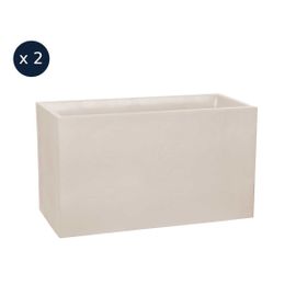 Lot de 2 Jardinières Muret Volcania effet pierre - 99,5 x 39,5 x 60 cm - 116 L - Beige calcaire - Eda