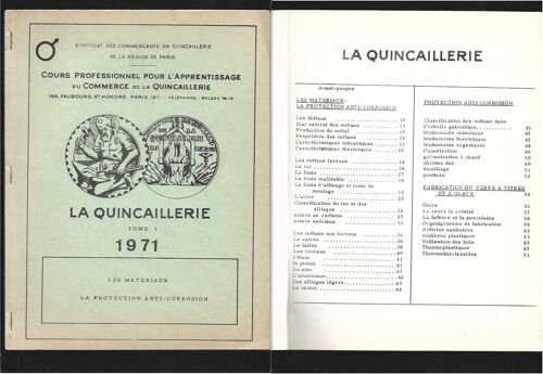 Cours Apprentissage Quincaillarie 1 . 1971 . Materiaux Protection Anti Corrosion .