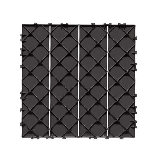 Dalles de Terrasse Emboîtables-Duoku-Lot de 36-Revêtement de Sol Plastique Imperméable-300x300 mm-33444 c¿-Marron Foncé