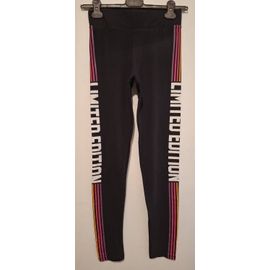 Legging Noir À Imprimé Multicolore Le Long Des Jambes, Idéal Pour Le Sport