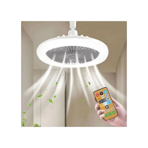 Ventilateur de Plafond avec Éclairage LED 30W E27 sans Pales, Luminaire Plafonnier Silencieux 3 Couleurs avec Télécommande