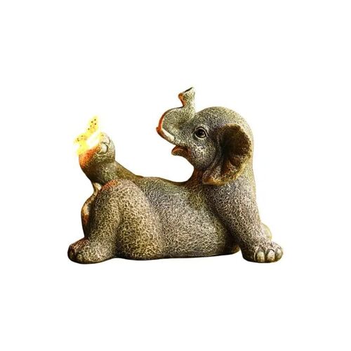 Lampe Solaire de Jardin - NIKCORP - Éléphant - Résine Grise - Imperméable - Éclairage LED Autonome