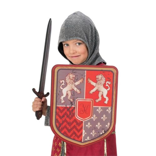 Bouclier Chevalier Lion Mousse Eva 28x35cm Rouge