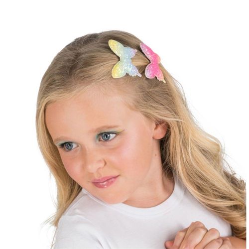 2 Barettes Papillon 5.5x4.5cm Multicolore